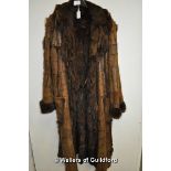 *Yves Salomon Boho brown leather and fur coat, fringed collar (Lot Subject to VAT)