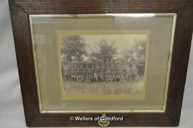 *WWI Royal Army medical Corps platoon photograph, framed; together with watercolour of Operation - Image 2 of 4