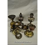 *Quantity of oil lamp bases, burners and parts including Aladdin, Vertias, Evered & Co (Lot