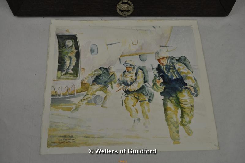 *WWI Royal Army medical Corps platoon photograph, framed; together with watercolour of Operation - Image 3 of 4