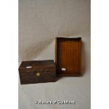 *Victorian mahogany tea caddy and a mahogany in-tray (Lot Subject to VAT)