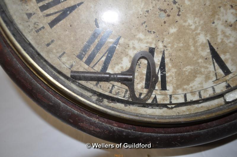 A Victorian mahogany framed wall clock with single train movement, poor condition. - Image 2 of 2