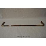 *An early 20th Century bamboo riding crop with antler handle, the silver collar hallmarked