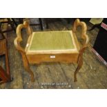 A beech piano stool and a rectangular mahogany stool.