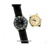 *Alpha 'Planet Ocean' 21 jewel auotmatic watch, on Mansarea Ostrich strap; and another watch (Lot