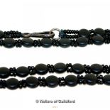 Black Beaded Costume Necklace, length of necklace measures 53 inches