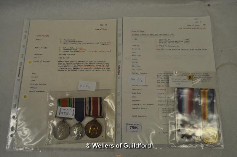 A trio of war medals to Private Frederick Saunders RASC, comprising 1914-15 Star, War medal and