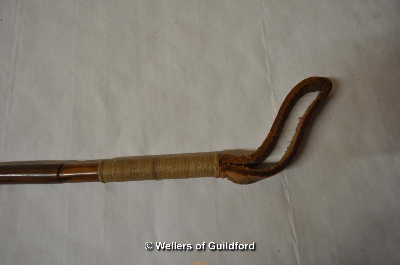 *An early 20th Century bamboo riding crop with antler handle, the silver collar hallmarked - Image 3 of 3