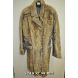 *Beige Mink fur and patterned leather coat (Lot Subject to VAT)