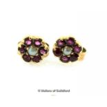 *9ct yellow gold vintage ruby and pearl earrings (Lot subject to VAT)