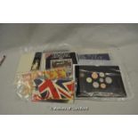 A quantity of modern British coins including crowns, coin sets for 1974, 1982, 1983, 1987, 2008, and