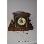 *A Victorian mahogany mantel clock with Japy Freres movement striking on a gong - CIRCA 1890,