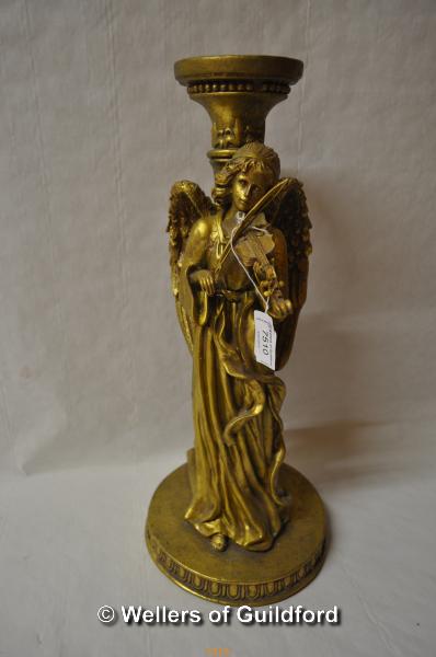 A modern gilt figure of an angel playing the violin, 40cm.