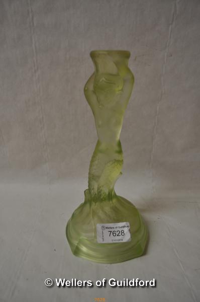 *Art Deco green glass candlestick modelled as a mermaid, 12cm (Lot Subject to VAT)