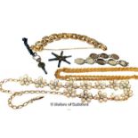 An assortment of costume Jewellery, including Enamel chunky chain Bracelet, Gold plated chain