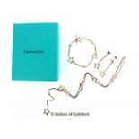 A Tiffany and Co Silver Star Drop Earrings, Bracelet and Necklace Set,Stamped 925 17.1g