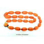 Amber Graduated Bead Necklace 71g