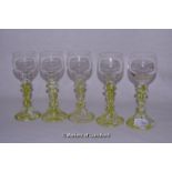 *Set of Art Nouveau style glases, uranium glass stems (Lot subject to VAT)