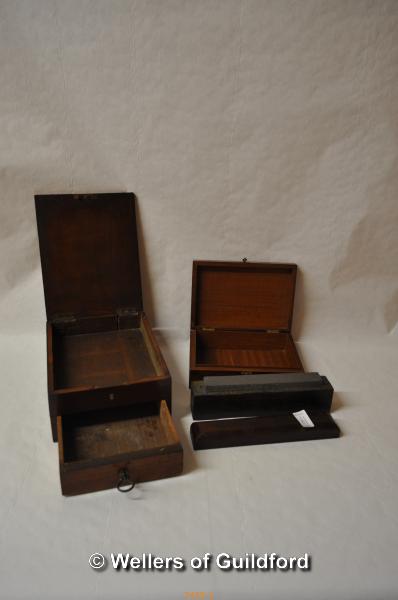 *Mahogany parquetry inlaid box, another mahogany box and vintage oilstone (Lot subject to VAT) - Image 2 of 2