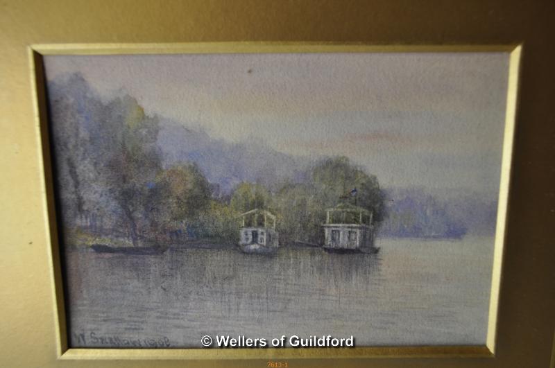 W Swallow, set of three watercolours framed as one, rural scenes, 14.5 x 9cm. - Image 2 of 5