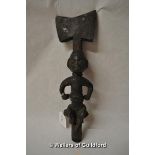 An African tribal staff terminal carved as a figure, 32cm