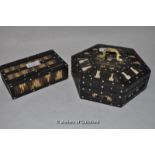 *Hexagonal porcupine quill and ebony box and other box with sliding lid (2) (Lot subject to VAT)