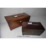 *Sarcophagus flame mahogany tea caddy and another mahogany tea caddy (Lot subject to VAT)