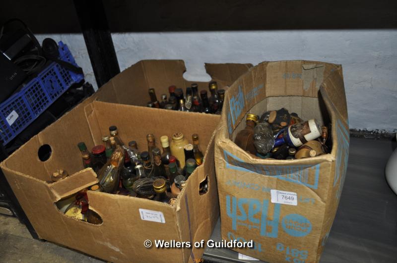 A quantity of miniature alcohol bottles.