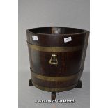 Lister brass bound oak log bucket.
