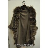 *Renard brown and grey fur trim cape (Lot subject to VAT)