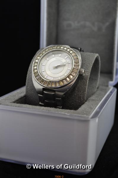 A DKNY wrist watch with baton hour markers, boxed. - Image 3 of 3
