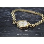 A lady's 9ct gold wrist watch by Cyma with chain link bracelet.