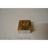 A Chinese square hardstone seal carved with a dragon, 4.5cm.