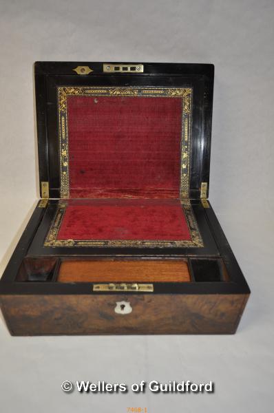 *Victorian writing slope with mother-of-pearl cartouche and escutcheon (Lot subject to VAT) - Image 2 of 2