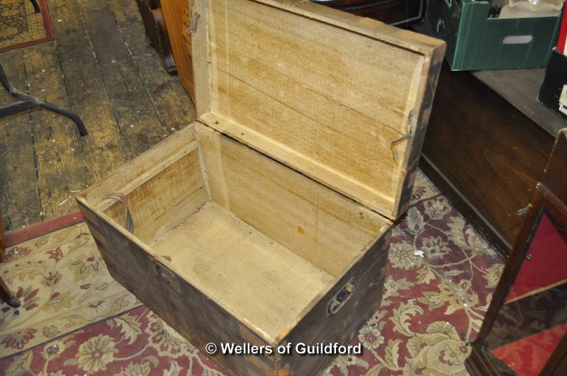 A pine and metal bound trunk, 68.5cm wide. - Image 2 of 2