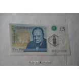 £5 note bearing serial number AK47 392943