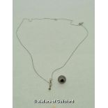 *Tahitian pearl and diamond pendant (pearl loose from chain) (Lot subject to VAT)