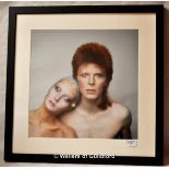 David Bowie- David Bowie with Twiggy from the Pin Ups album cover session in mount and frame, 14 x