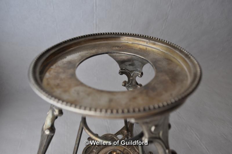 A Tiffany silver kettle stand, the circular top on tripod supports ending in large paw feet, stamped - Image 4 of 4