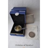 £5 coin commemorating the Queen's Diamond Jubilee, 0.925 Ag plated with fine gold, 28.28g, boxed