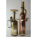 A brass Martsmith spraying machine; a copper fire extinguisher, altered.