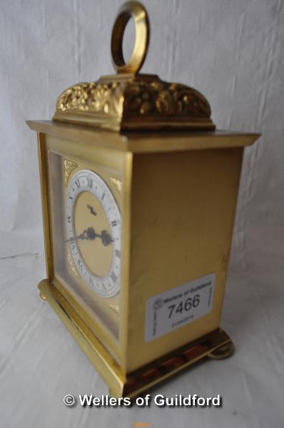 A Swiss made brass mantel clock with silvered chapter ring and Roman numerals, signed IM HOF. - Image 2 of 3