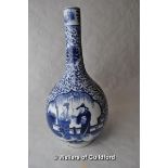 A Chinese blue and white vase painted with figures in a garden, six character mark in two blue