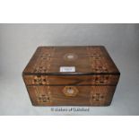 A Victorian walnut and tunbridgeware box, 24.5cm wide.