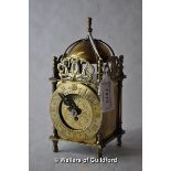 A Smith's clockwork lantern clock with original key, 18cm.