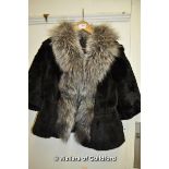 *Black and grey Fox fur Jacket size M