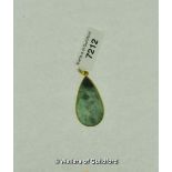 Spinach jade teardrop shaped pendant