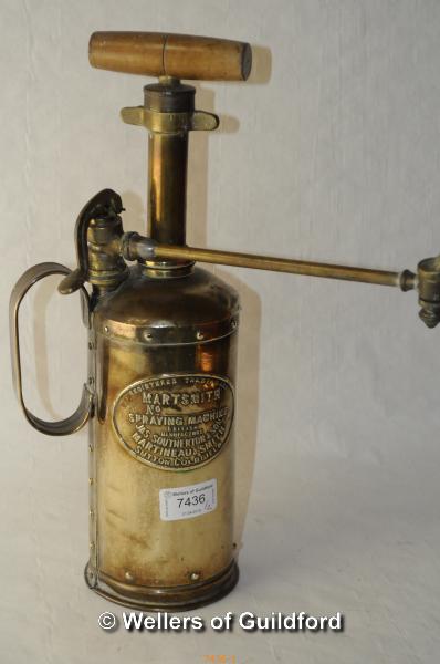 A brass Martsmith spraying machine; a copper fire extinguisher, altered. - Image 2 of 5
