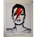 Kate Moss as David Bowie - Aladdin Sane photograph in common mount, 18 x 15"