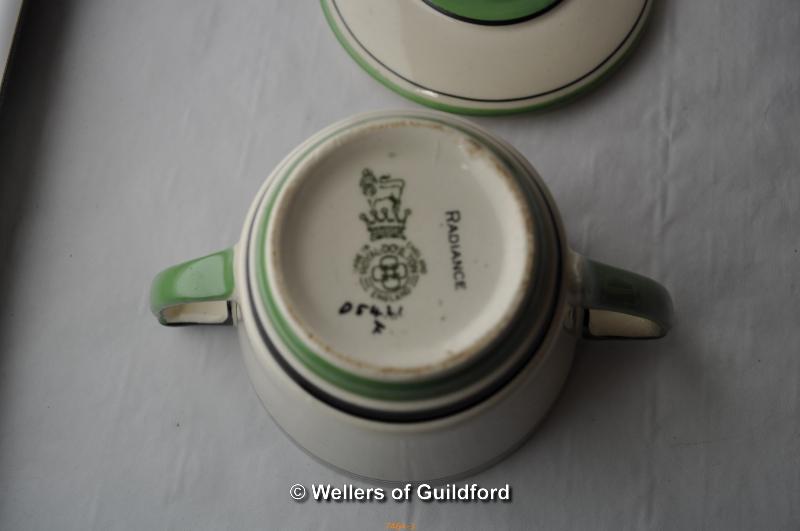 Royal Doulton Radiance pattern: a set of four Art Deco cups and covers with separate stands, - Image 4 of 5